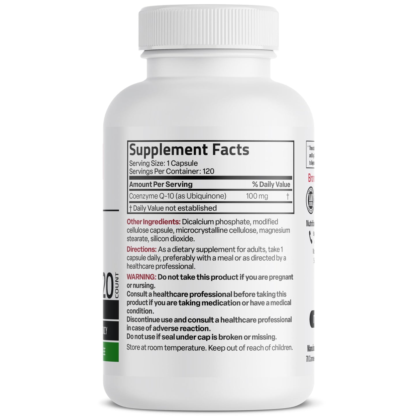 Bronson CoQ10 100 mg High Potency Vegetarian Capsules – 120 Veg Capsules