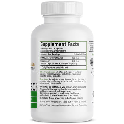 Bronson DIM 200 MG with BioPerine – Estrogen Metabolism & Hormone Balance | 60 Vegetarian Capsules