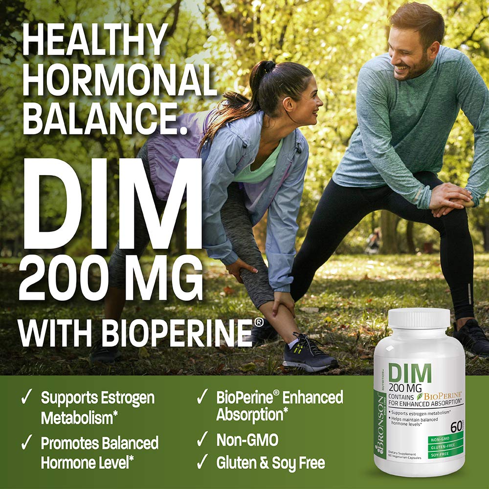 Bronson DIM 200 MG with BioPerine – Estrogen Metabolism & Hormone Balance | 60 Vegetarian Capsules