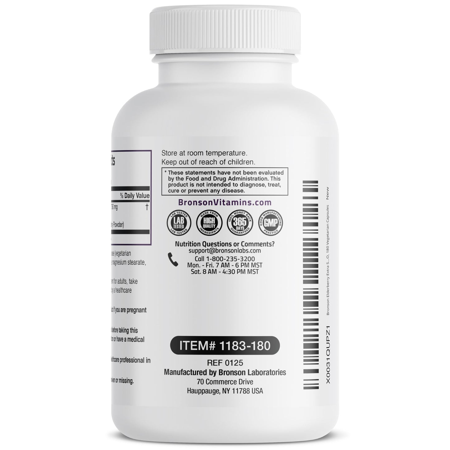 Bronson Elderberry Extra Strength – Immune Support & Antioxidant Protection | 180 Vegetarian Capsules | Non-GMO