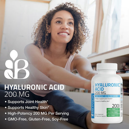 Bronson Hyaluronic Acid 200 mg – High Potency Joint & Skin Support | Non-GMO | 200 Vegetarian Capsules