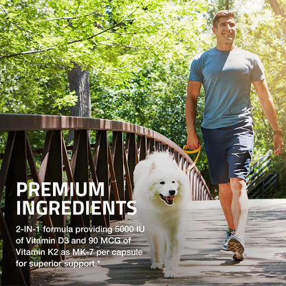 Bronson Vitamin K2 MK-7 with D3 - Non-GMO, 120 Capsules