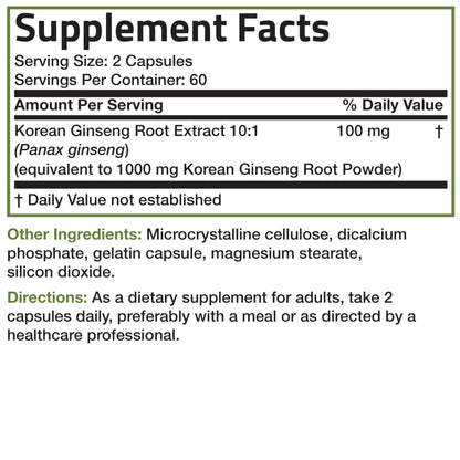 Bronson Korean Panax Ginseng – Energy, Endurance & Memory | 120 Caps