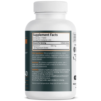 Bronson Magnesium 500 MG – Supports Bone & Muscle Health, Nervous System | Non-GMO, 240 Vegetarian Tablets