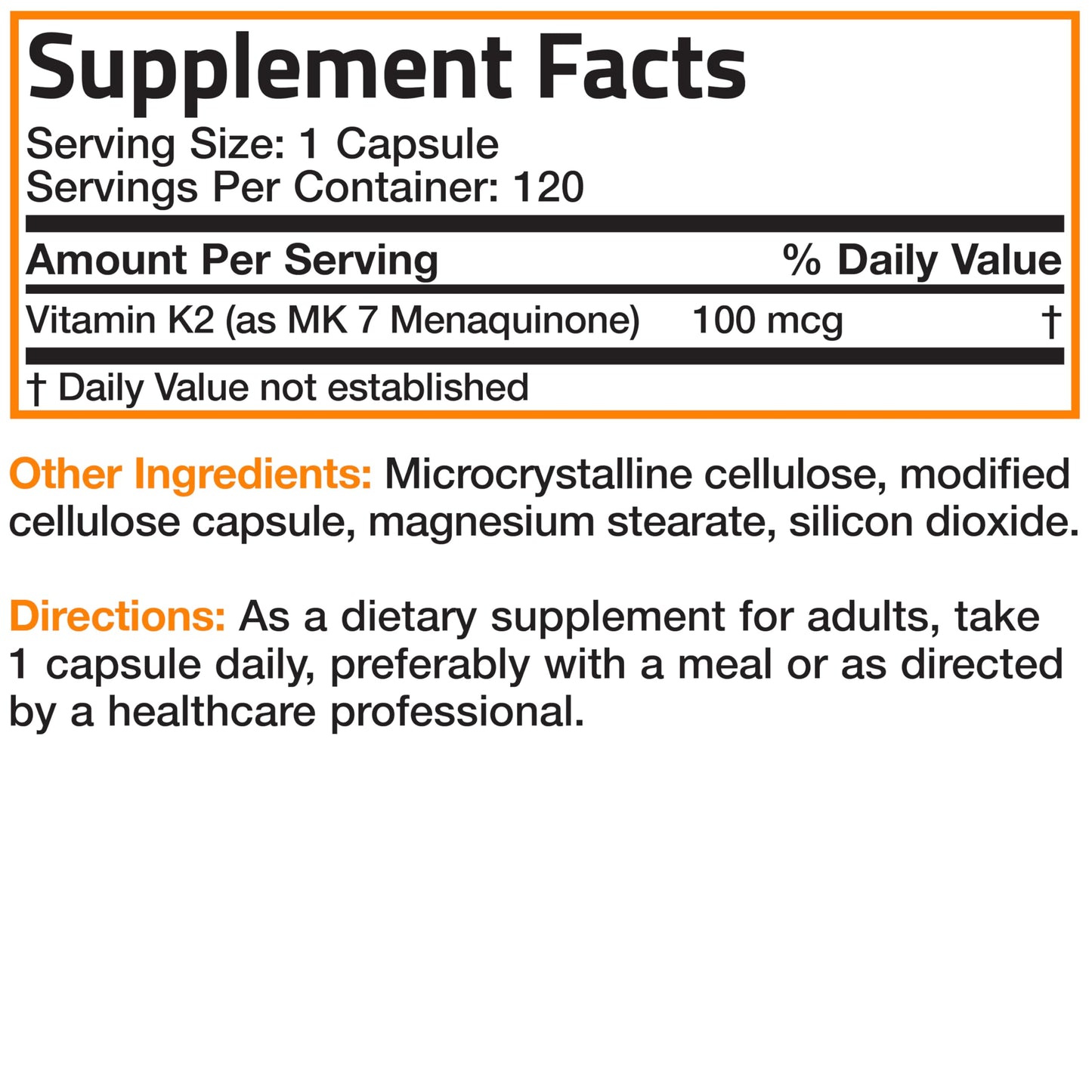 Bronson Vitamin K2 MK-7 Menaquinone 100 mcg – Non-GMO, 120 Capsules