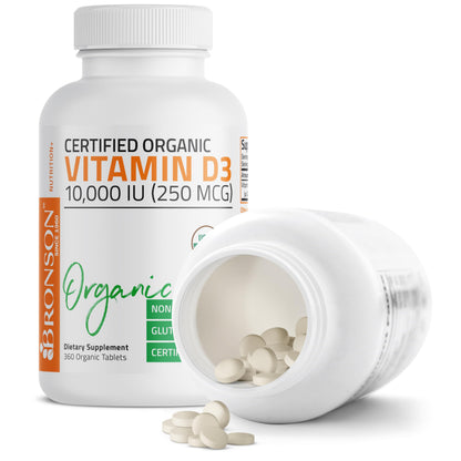 Bronson Vitamin D3 10,000 IU Organic - 360 Tablets | Non-GMO