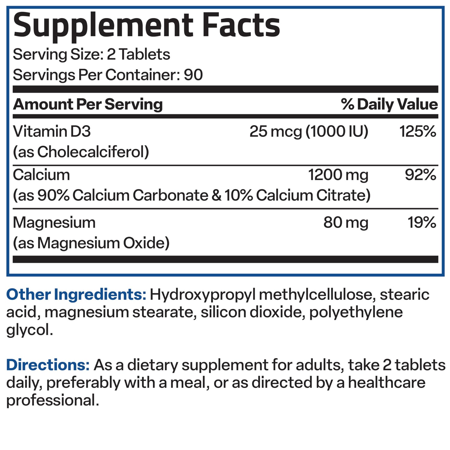 Bronson Calcium 1200 mg Sustained Release + Vitamin D3 1000 IU | Non-GMO | 180 Tablets