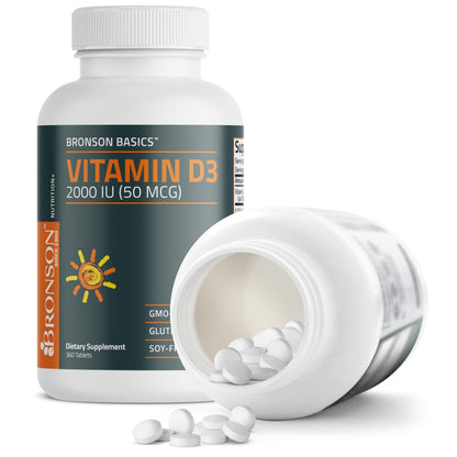 Bronson Vitamin D3 2000 IU (50 mcg) Non-GMO, 360 Tablets