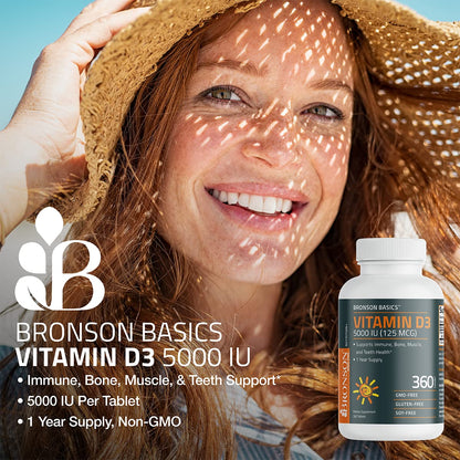 Bronson Vitamin D3 5000iu (125mcg) 1 Year Supply | Immune Support & Muscle Function