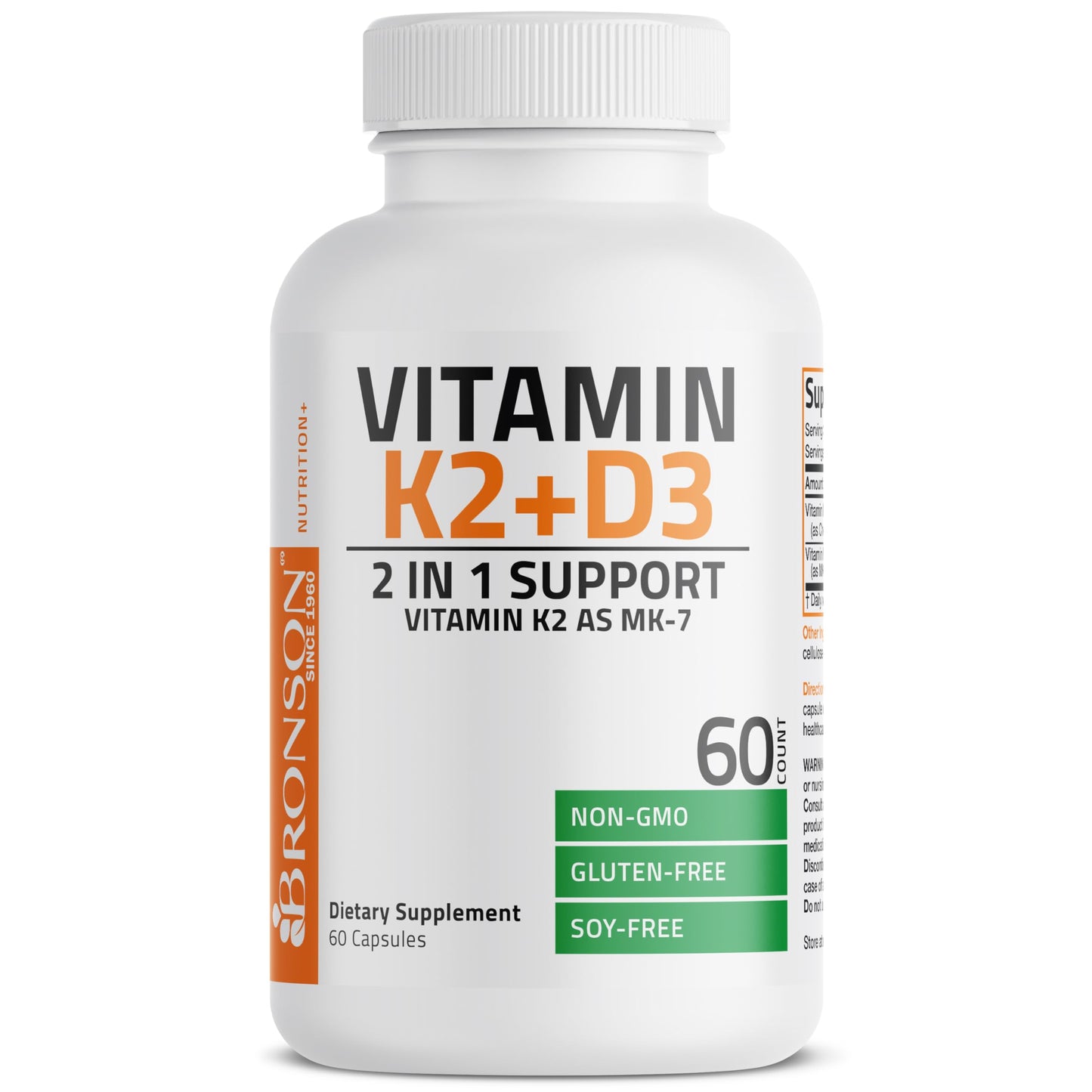Bronson Vitamin K2 D3 (MK-7) Supplement – 60 Capsules | Non-GMO