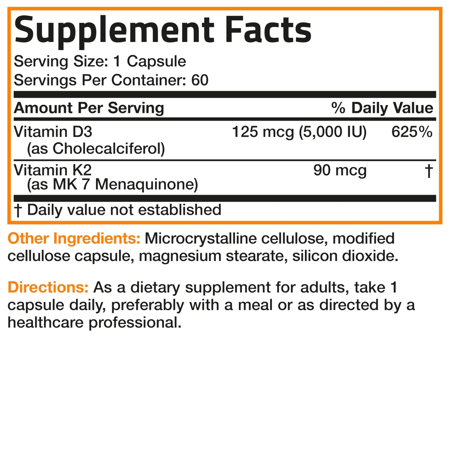 Bronson Vitamin K2 D3 (MK-7) Supplement – 60 Capsules | Non-GMO