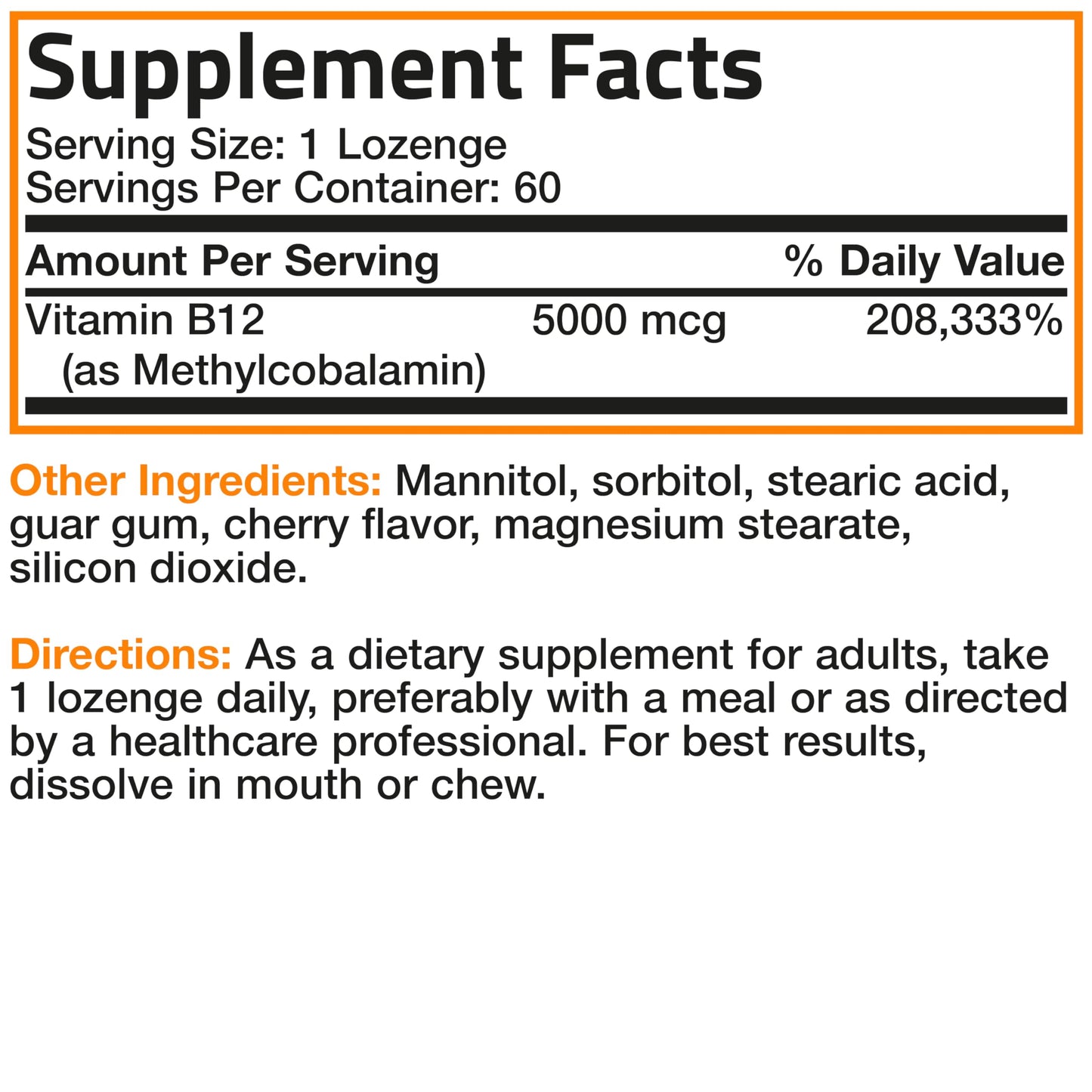 Bronson Methyl B12 5000 mcg Methylcobalamin – Energy & Brain Support (60 Lozenges)