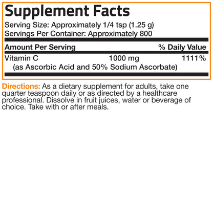 Bronson Buffered Vitamin C Powder – Immune Support, Antioxidant, 1 kg (2.2 lbs)