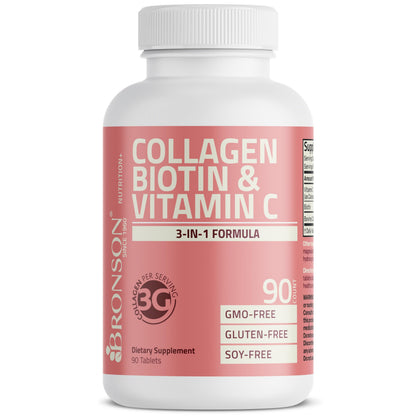 Bronson Collagen Peptides 3000mg with Biotin & Vitamin C | Hair & Skin Support