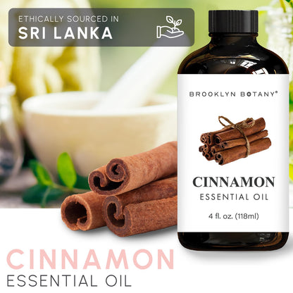Brooklyn Botany Cinnamon Essential Oil - 4 Fl Oz - 100% Pure & Natural - Premium Grade with Dropper