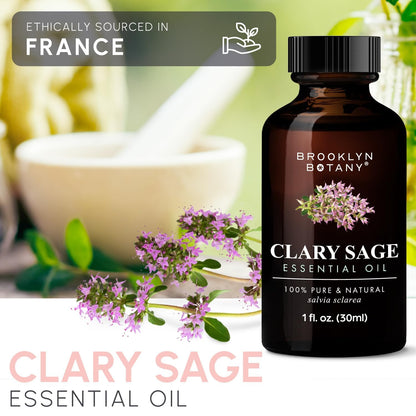 Brooklyn Botany Clary Sage Essential Oil - 100% Pure & Natural, Premium Grade, 1 Fl Oz