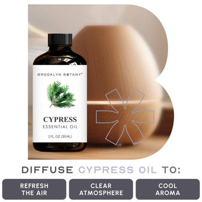Brooklyn Botany Cypress Essential Oil – 100% Pure & Natural, Premium Grade, 1 Fl Oz
