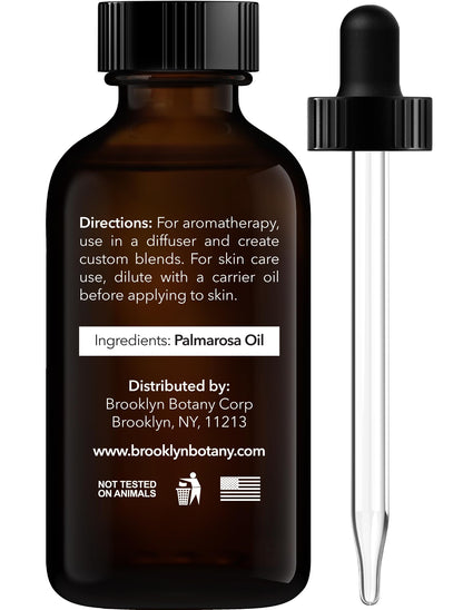 Brooklyn Botany Palmarosa Essential Oil - 100% Pure & Natural, Premium Grade - 1 Fl Oz