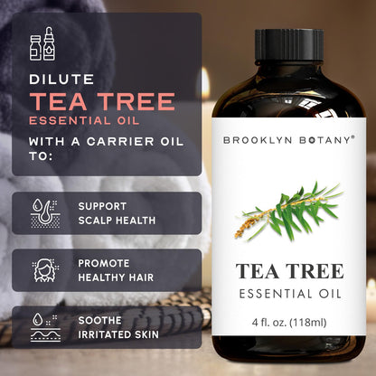 Brooklyn Botany Tea Tree Essential Oil - 4 fl oz - 100% Pure & Natural Premium Grade with Dropper