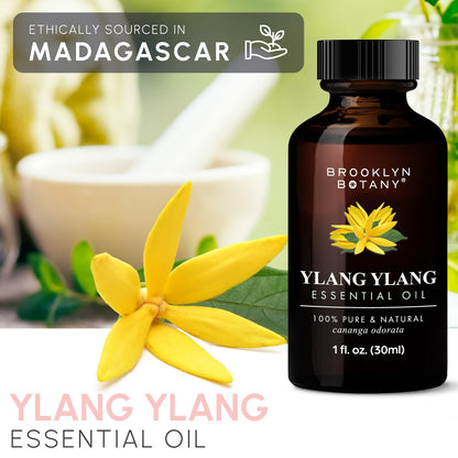 Brooklyn Botany Ylang Ylang Essential Oil – 100% Pure & Natural, Premium Grade, 1 fl oz with Dropper