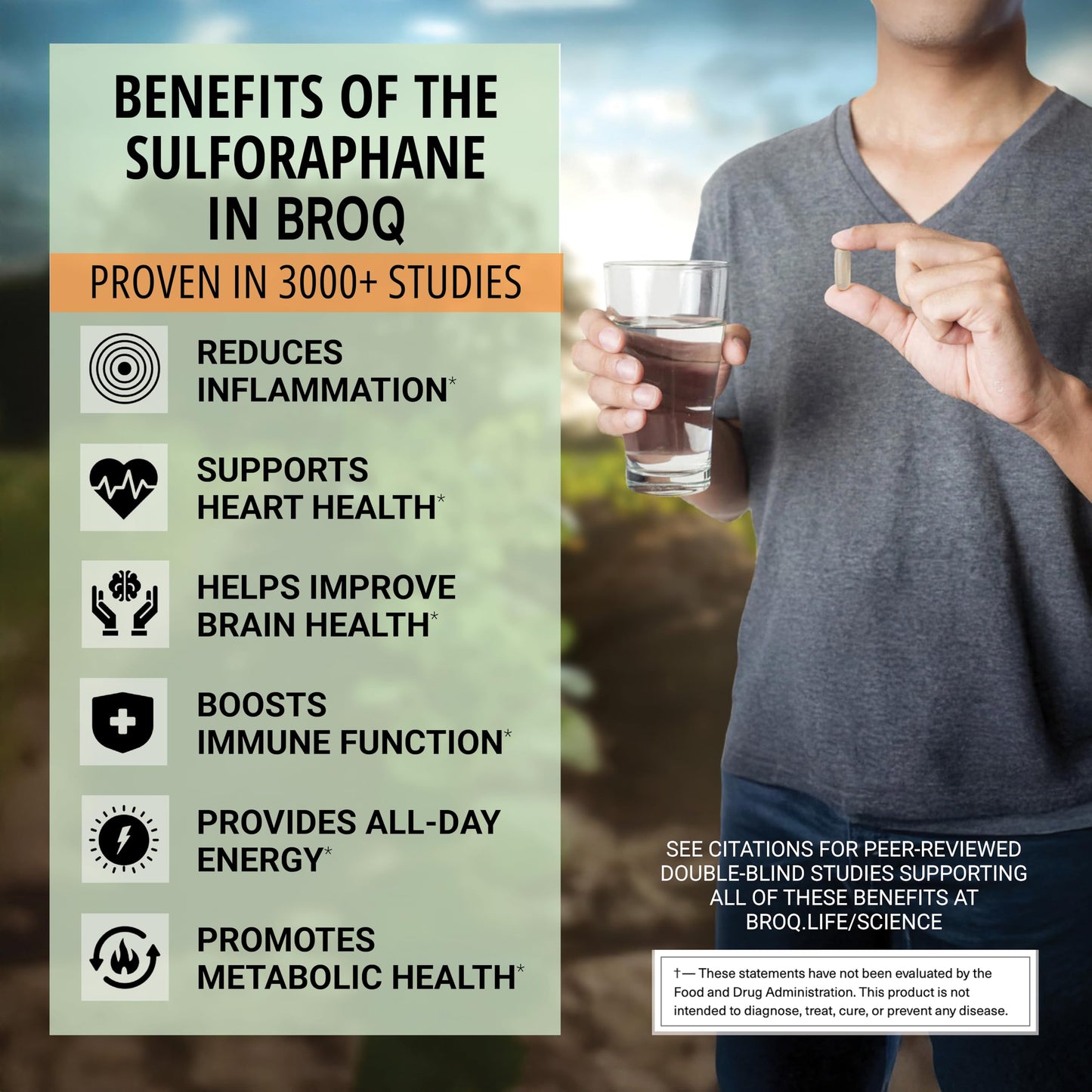 BROQ 2X Sulforaphane for Inflammation, Immunity & Detox | NRF2 Longevity & Cellular Defense – 3rd-Party Tested