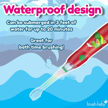 brush-baby KidzSonic Dinosaur Kids Electric Toothbrush (3+) – Disco LED Lights, Gentle Sonic Vibrations, 2-Minute Smart Timer & 30-Second Pulse Reminders – AAA Battery Included