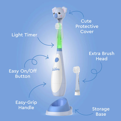 Brusheez Toddlers Sonic Toothbrush – Safe 1-3 yrs, 2-Min Timer (Kiwi the Koala)