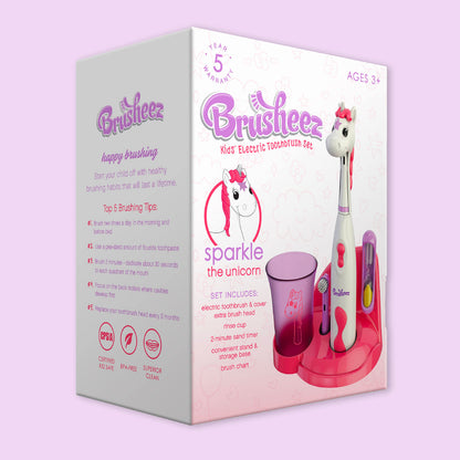 Brusheez Kids’ Electric Toothbrush Set – Safe for Ages 3+ | 2-Min Timer & 2 Brush Heads