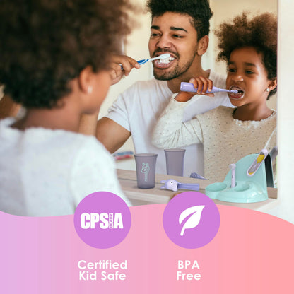 Brusheez Kids’ Electric Toothbrush Set – Safe for Ages 3+ | 2-Min Timer & 2 Brush Heads