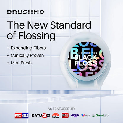Brushmo Black Floss BBFloss Expanding Mint Dental Floss, 55 yd