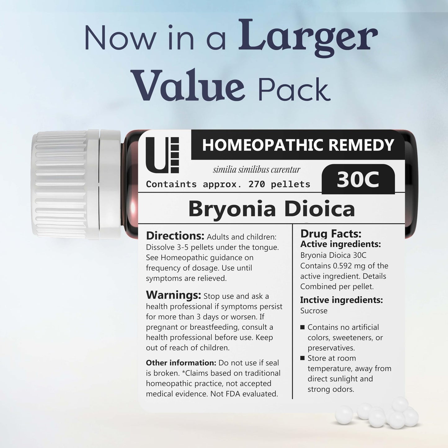 Bryonia Dioica 30C Homeopathic Remedy – 270 Pellets, Lactose-Free