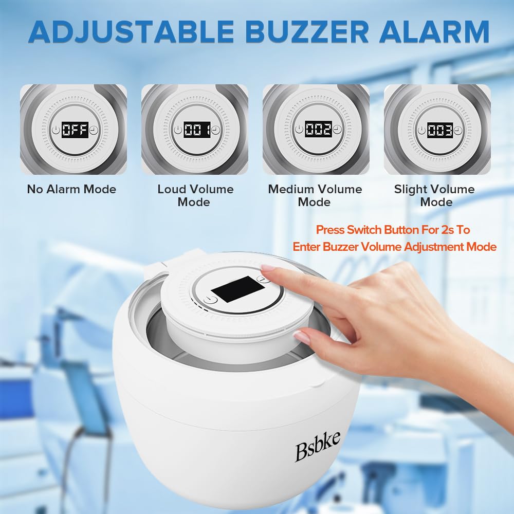 Bsbke Ultrasonic Retainer Cleaner 45kHz – 6 UV Lights, 200ml, White