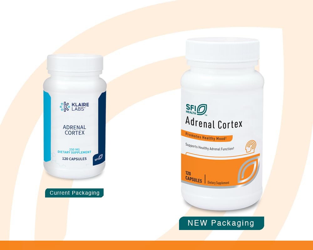 SFI Health Klaire Labs Adrenal Cortex — Targeted Adrenal Support, Lyophilized Bovine Extract, 120 Capsules
