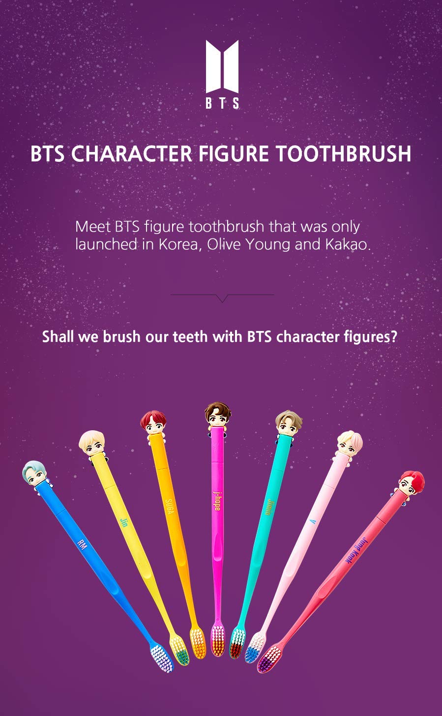 BTS Official Merchandise - Character Figure Toothbrush with Magnetic Holder (RM) | Fans Gift