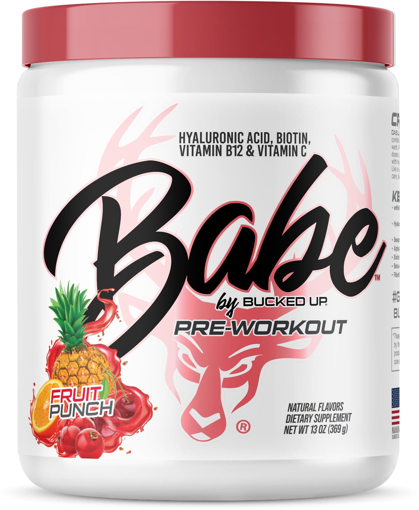Bucked Up Babe Pre-Workout for Women – Fruit Punch | 30 Servings | 13 oz