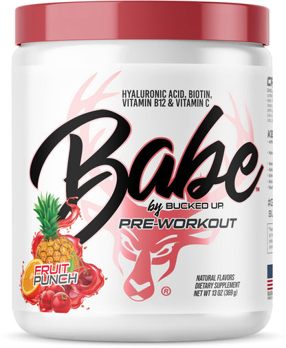 Bucked Up Babe Pre-Workout for Women – Fruit Punch | 30 Servings | 13 oz