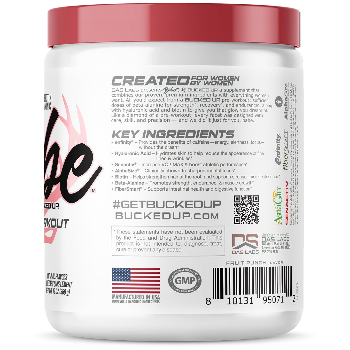 Bucked Up Babe Pre-Workout for Women – Fruit Punch | 30 Servings | 13 oz