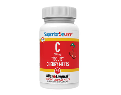 Superior Source Vitamin C 500 mg Sour Cherry Melts - Sublingual 90 Tablets for Immune Support