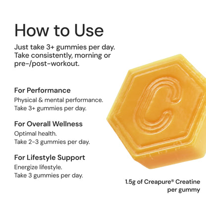 Create Creatine Monohydrate Gummies – 1.5g per Gummy, Vegan & Anti-Melting