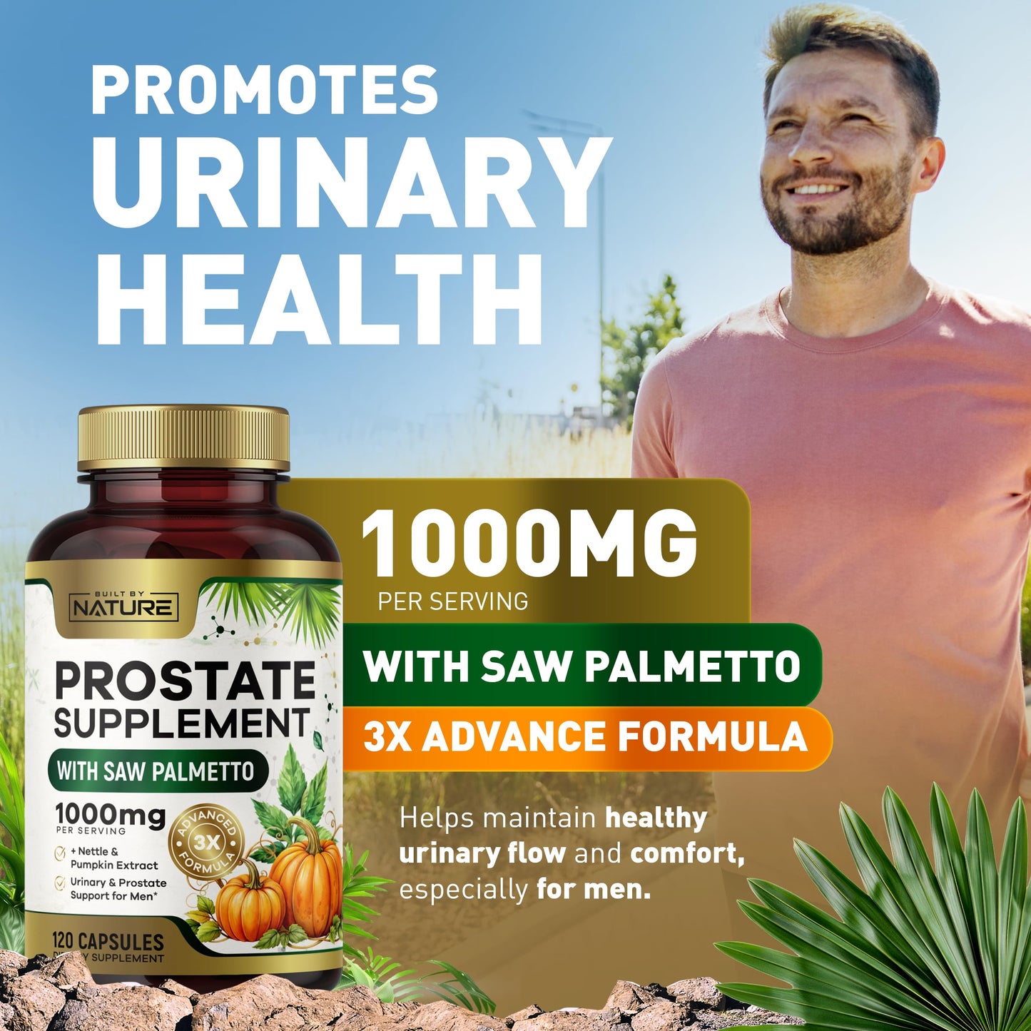 Built by Nature Prostate Supplement – Saw Palmetto, 120 Capsules | Urinary & Prostate Health
