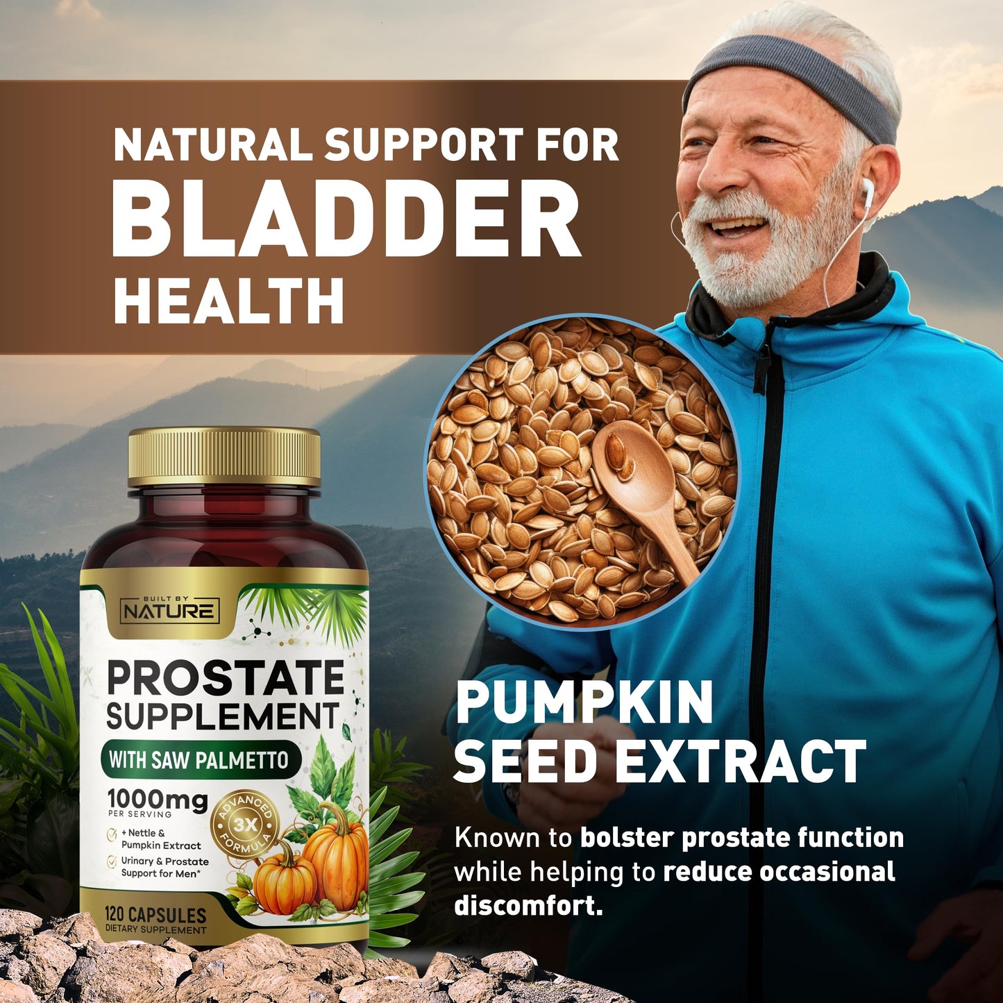 Built by Nature Prostate Supplement – Saw Palmetto, 120 Capsules | Urinary & Prostate Health