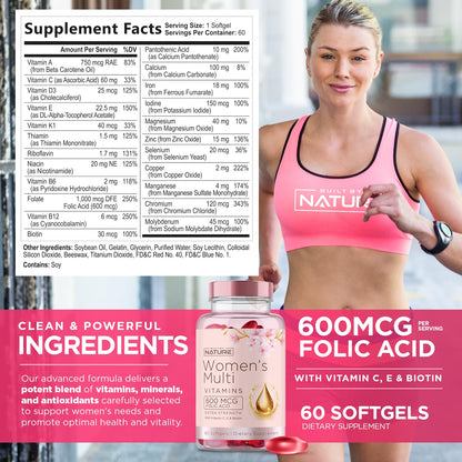 Built By Nature Vitamins for Women – Complete Daily Multivitamin with Iron & Calcium