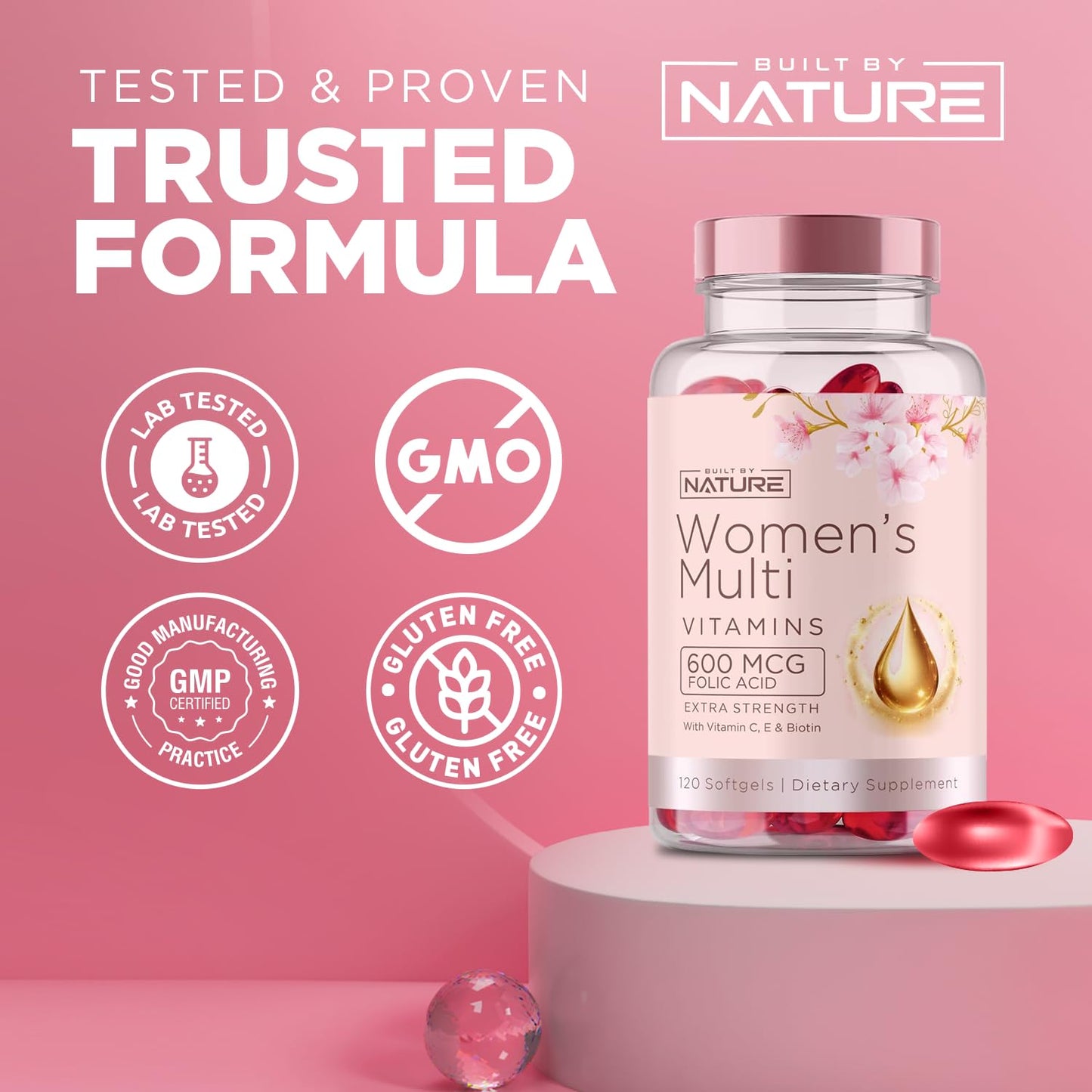 Built By Nature Women’s Multivitamin – Daily Wellness & Immune Support (120 Softgels)