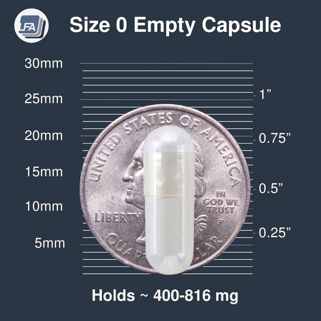 Empty Capsules Size 0 – Bulk Gelatin Capsules (0-5000 Count) Halal Beef Gel Caps for Capsule Filling Machines