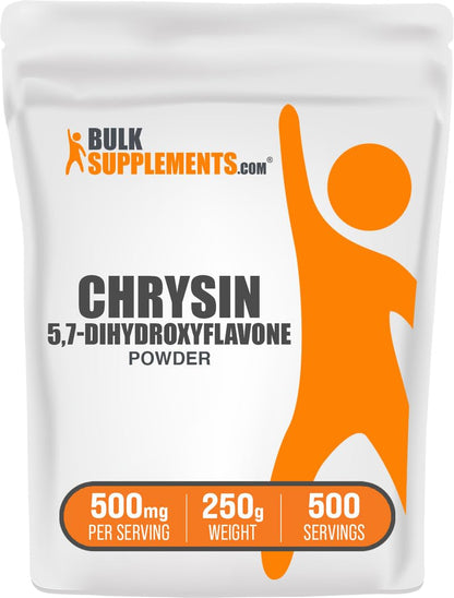 BulkSupplements Chrysin Powder 5,7-Dihydroxyflavone - Gluten Free, 500mg per Serving, 250g