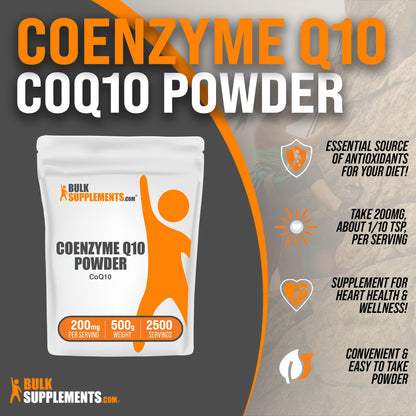 BulkSupplements CoQ10 Powder 200 mg – Gluten Free, 500g | Coenzyme Q10 Supplement