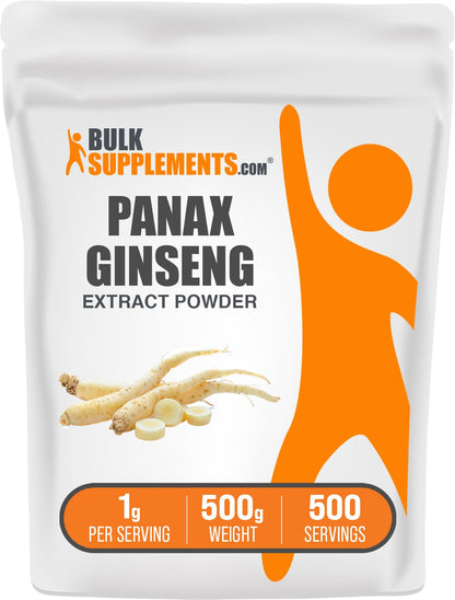 BulkSupplements Ginseng Root Extract Powder – Panax Ginseng Supplement, Vegan & Gluten Free, 1 g/serving, 500 g