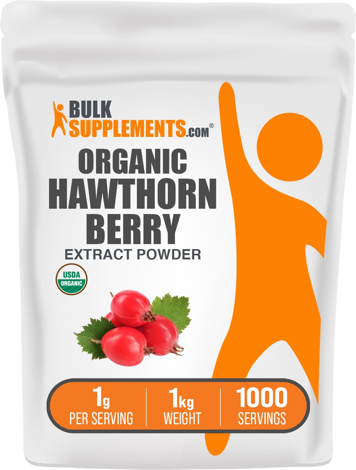 BulkSupplements Organic Hawthorn Berry Extract Powder – 1kg, Gluten Free