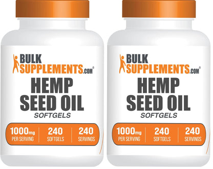 BulkSupplements Hemp Seed Oil Softgels 1000mg - Omega-3, Gluten Free - Pack of 2