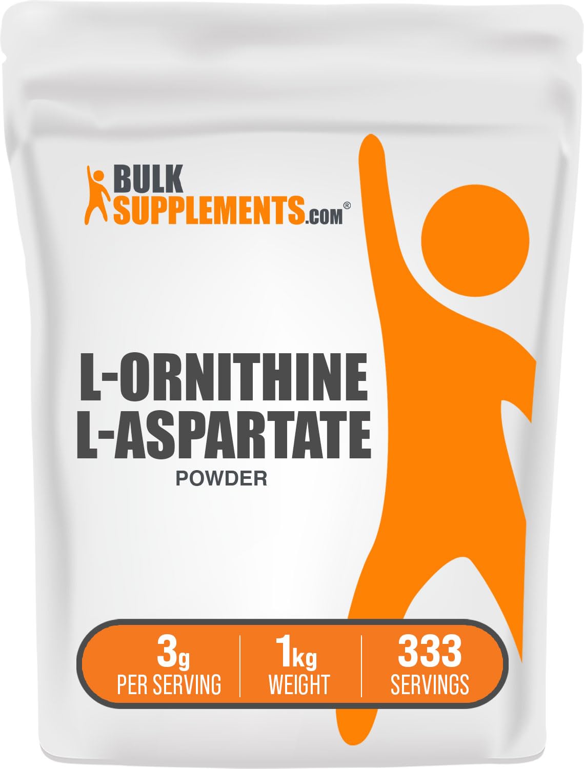 BulkSupplements L-Ornithine L-Aspartate Powder – 3 g Serving, 1 kg, Gluten Free